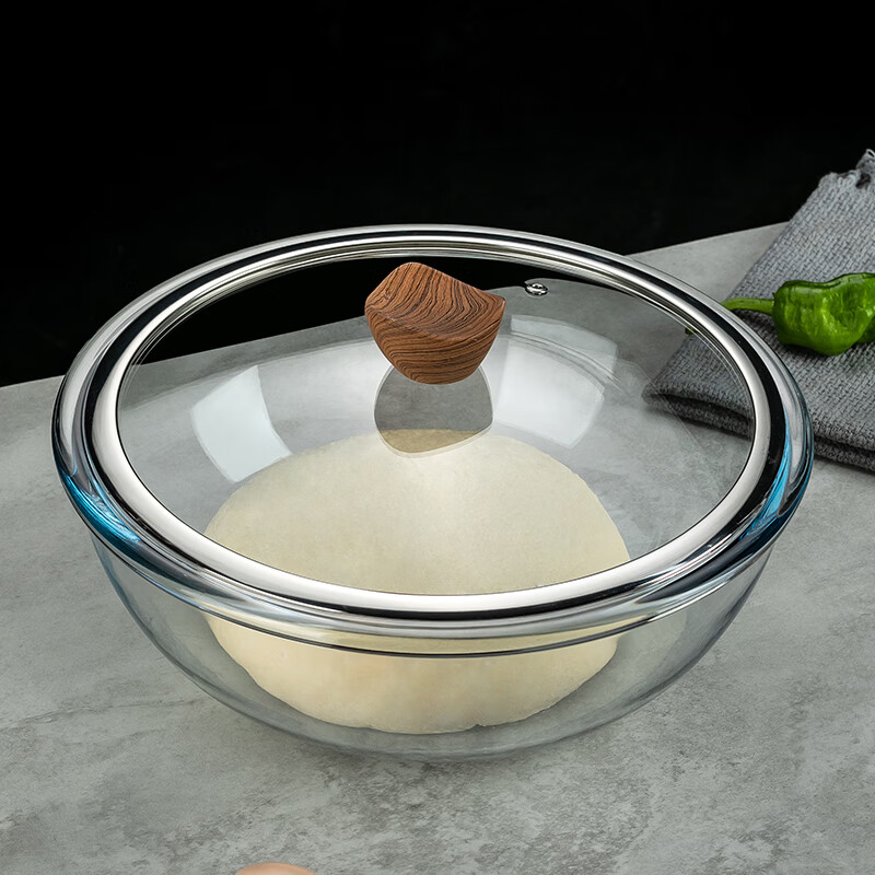 Genas glass and basin with lid household non-stick kneading basin large kitchen baking baking egg beater bowl heat-resistant bowl 5L