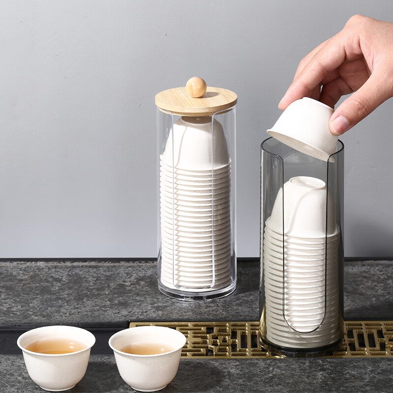 Heat-resistant disposable Kung Fu tea cup with storage cup holder rice husk tea cup tea reception 60ml tea cup high-end high-end storage rack