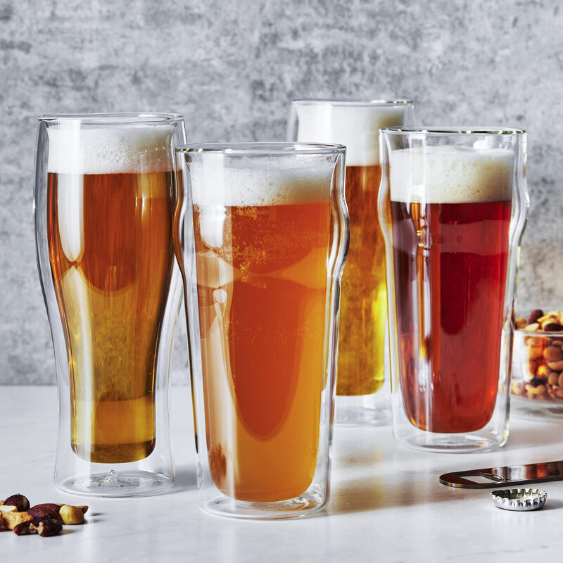 ZWILLING double-layer glass beer mug set 4-piece 396-453ml home party