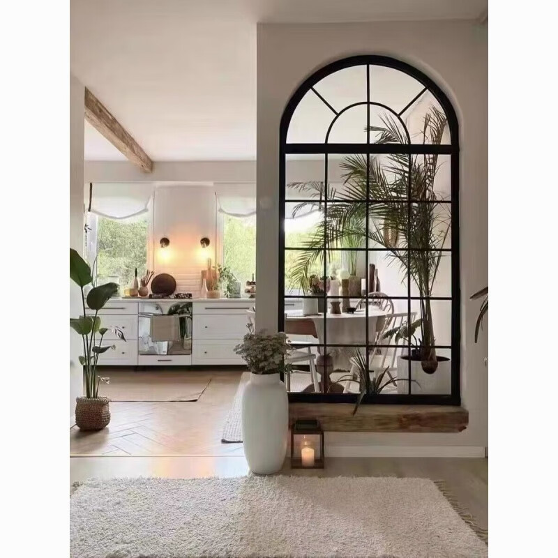 Yaotian American retro iron false windows indoor loft decoration fixed entrance Changhong glass partition arched window customization Please contact customer service for size and color customization