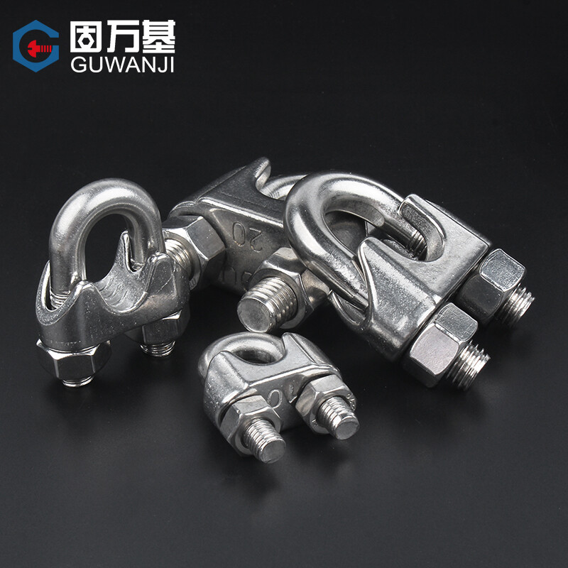 Guwanji 304 stainless steel wire rope chuck chuck U-shaped clamp rolling head wire wire clamp clamp lock rope tightener 304 material M5 2 pieces