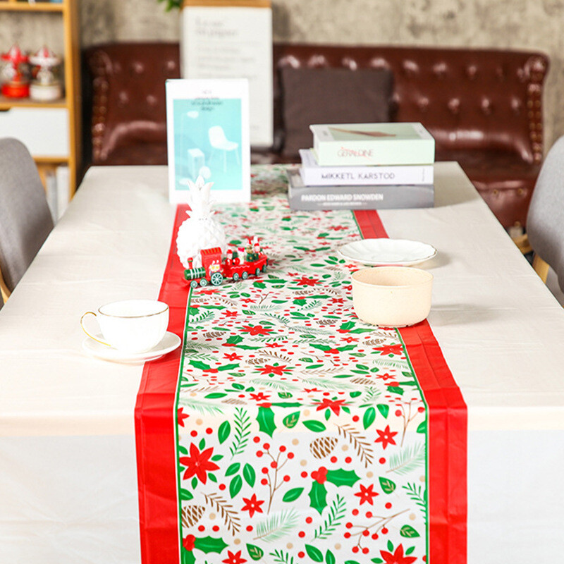 Monkey Dafu disposable tablecloth plastic PEVA printed birthday party Christmas tablecloth thickened plastic rectangular Christmas elk tablecloth