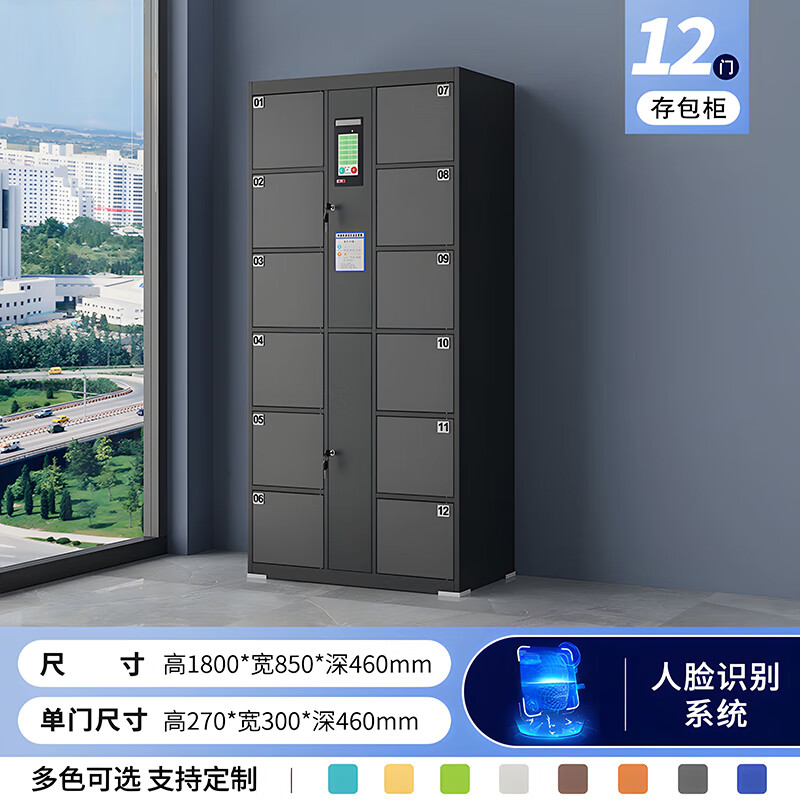 Kaiyuan Intelligent Electronic Face Recognition Shopping Mall Supermarket Infrared Barcode Bag Storage Cabinet Factory Unit Storage Cabinet 12 Doors Face Recognition KY-CBG01