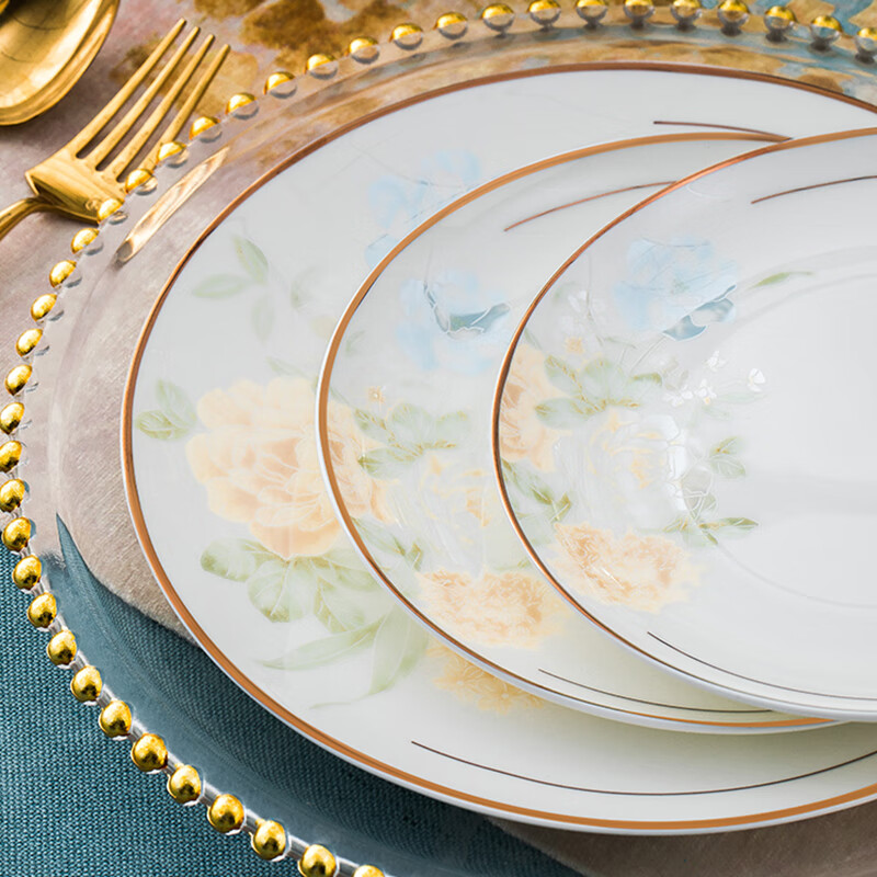 Yichen Jingdezhen ceramic tableware household 4.5-inch tall rice bowl European style light luxury rice bowl dreamy flower shadow