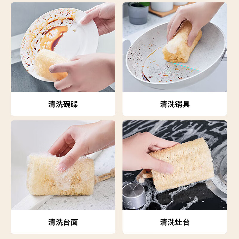 MAXCOOK dishwashing pot brush, loofah pulp brushing dishes and pots, kitchen sink and stove cleaning brush, loofah 2 pieces MCPJ3628