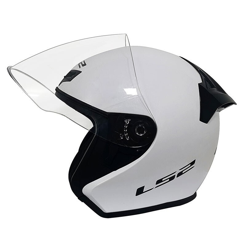LS2 new motorcycle helmet quarter helmet electric moped four seasons large tail large size men and women half helmet OF608 flash white 3XL (recommended 61-62CM)