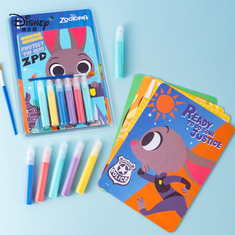 Disney Sand Painting Children's Flash Sand Painting Set Boys and Girls Cartoon Creative DIY Educational Painting Gift Scratch Paint Toy Colorful and Easy to Preserve Painting Set Zootopia