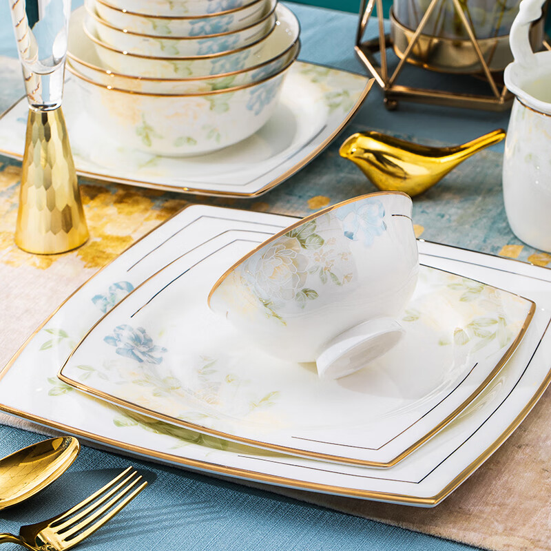 Yichen Jingdezhen ceramic tableware household 4.5-inch tall rice bowl European style light luxury rice bowl dreamy flower shadow