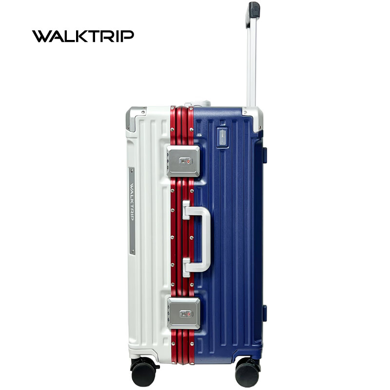 Travel large-capacity suitcase for women, new oversized suitcase, business overseas trolley case, large password case, leather suitcase for men, white with blue, 32 inches (thickened, large capacity + multi-function)