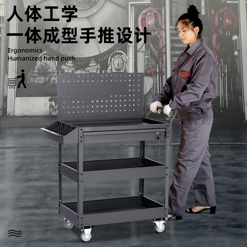 Corini cold-rolled steel high-load-bearing auto repair hardware tool storage cabinet 3-layer multi-functional parts tool cart with drawers customized black and gray JZKH31211-7024-161
