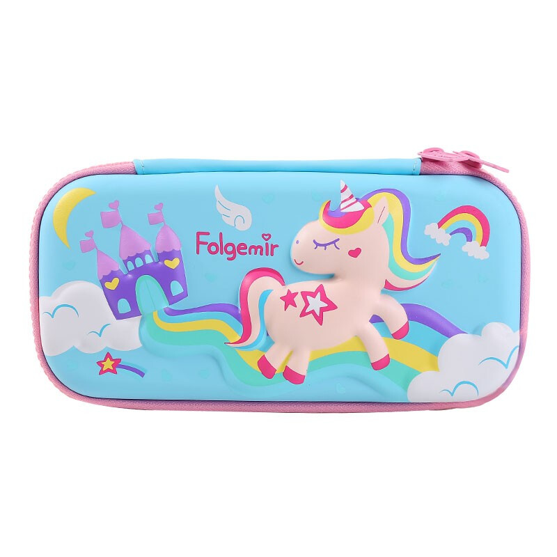 Folgemir pencil case, pressure-resistant and fall-resistant unicorn multi-functional waterproof pencil case, women's Macron pink pencil case