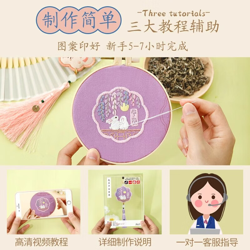 Jingchuan Asahi Peace Talisman hand-embroidered diy material package Ping An Fu couple sachet purse for boyfriend birthday gift embroidery Shouwang Ping An Sachet embroidered stretch + lavender + gift box