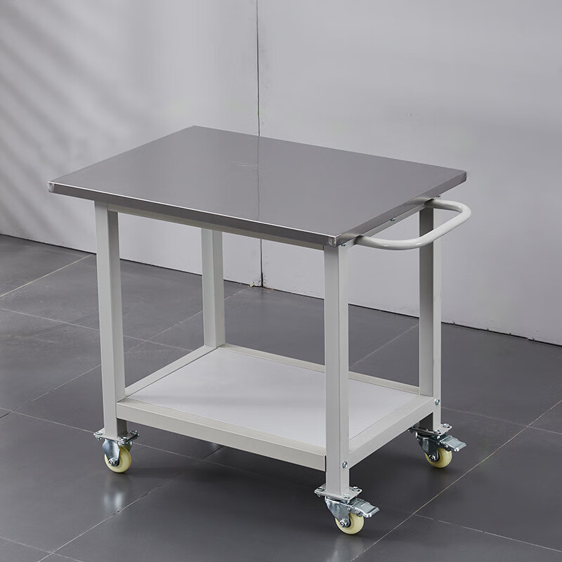 Zhang Shi Yijia double-layer 201 stainless steel workbench movable wheeled production line turnover trolley operating table packing table 60*120*75 can be customized