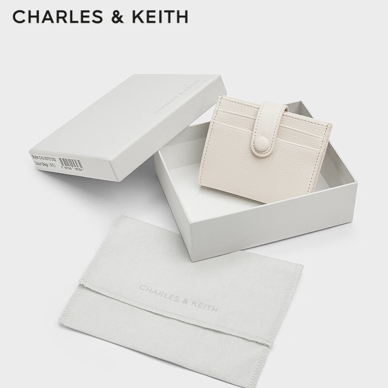 CHARLES&KEITH simple buckle multi-card slot mini card bag female birthday gift New Year gift for girlfriend CK6-50701392 Beige beige