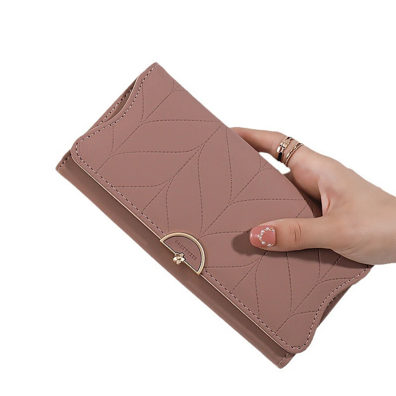Kangaroo wallet women's niche design New Year's New Simple Folding Long Wallet Small Fresh Trendy Handbag Women's Small Bag Hand-held Bean Paste Color