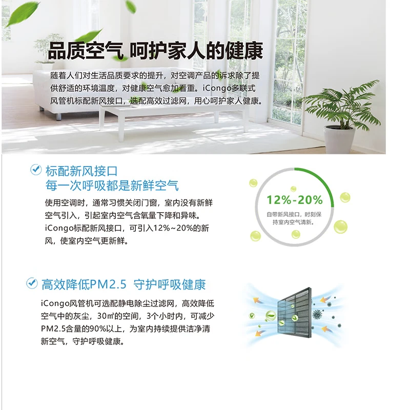 Chigo home central air conditioner, one to four, one to five, multi-line embedded hidden inverter air conditioner, living room duct machine, villa central air conditioner, one to five, one to six/seven, 11 HP, first-class energy efficiency, one to eight, 285W host