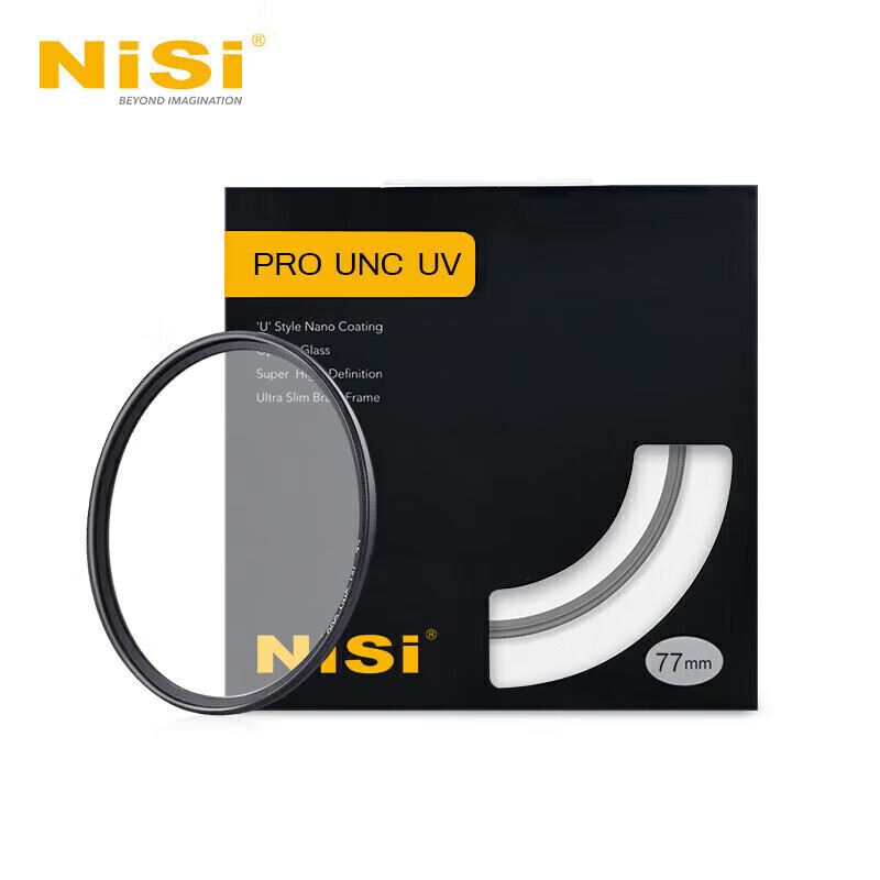 NiSi thin copper frame UNC uv mirror 77mm filter (black frame) double-sided multi-layer coating SLR mirrorless camera lens protection filter suitable for Nikon, Canon and Sony