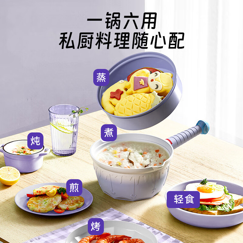 TIBORANG instant noodle pot ceramic non-stick pot two-piece set Paradise series baby milk pot small frying pan universal for all stoves Doni blue milk pot 20cm + frying pan 20cm