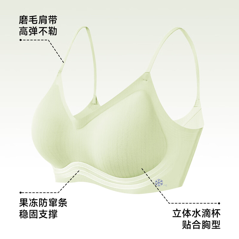 Herbal Primary Color Huaxi Bio Hyaluronic Acid Bra Set Women's Liquid Soft Support Breathable Comfort Bra Set Green + Black XL (80ABC)