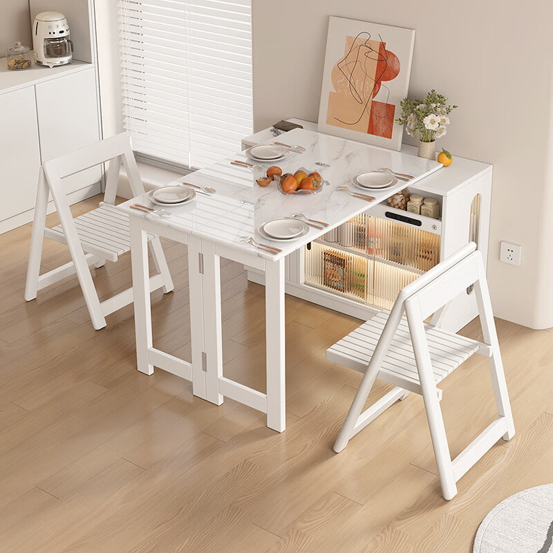 KNSJ multifunctional dining table and sideboard folding dining table rotating bar cabinet small apartment modern simple household rotating wine cabinet dining table + sideboard integrated