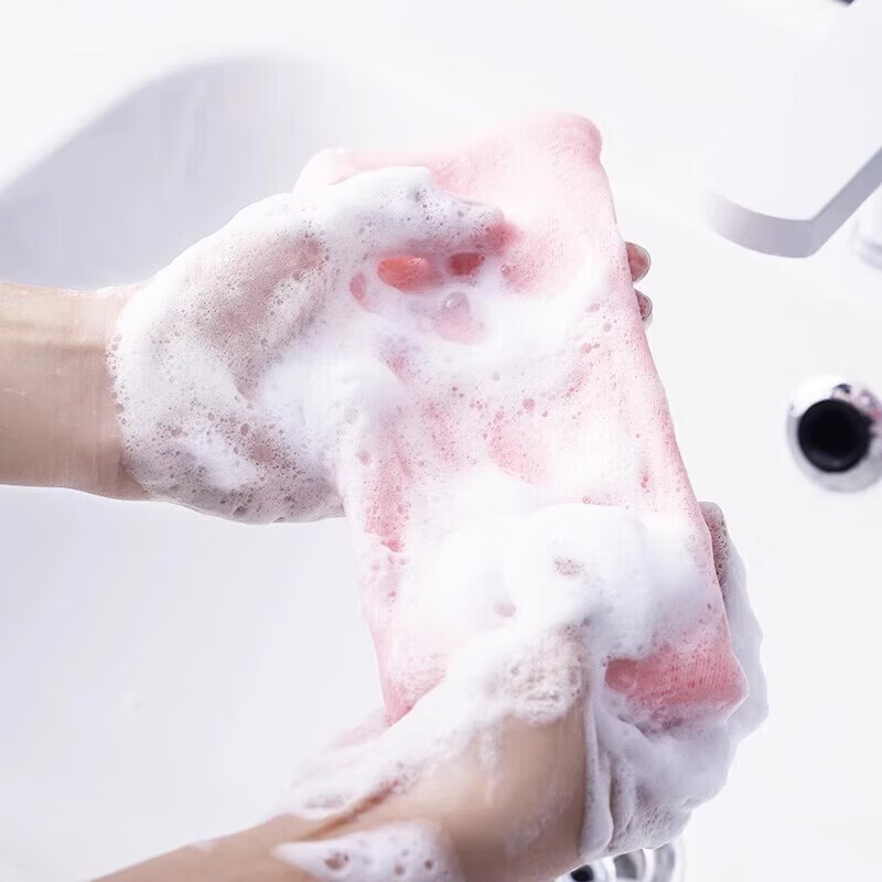 Soap bag foaming net, special double-layer soap and shower gel for face, handmade foaming net, face wash and cleansing foaming net, 4 packs, one for each color, thickened and delicate foaming net