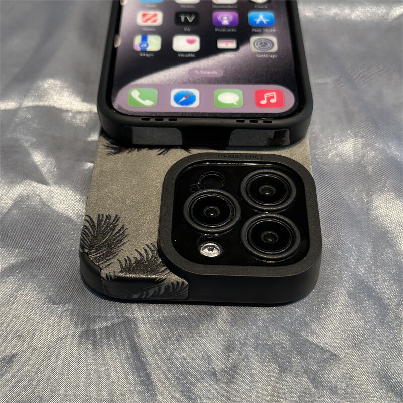 Mi Shi Apple 15 mobile phone case velvet fur trendy brand creative coconut tree iphone15promax protective case 14pro lens all-inclusive ultra-thin anti-fall coconut tree TREE iPhone 15