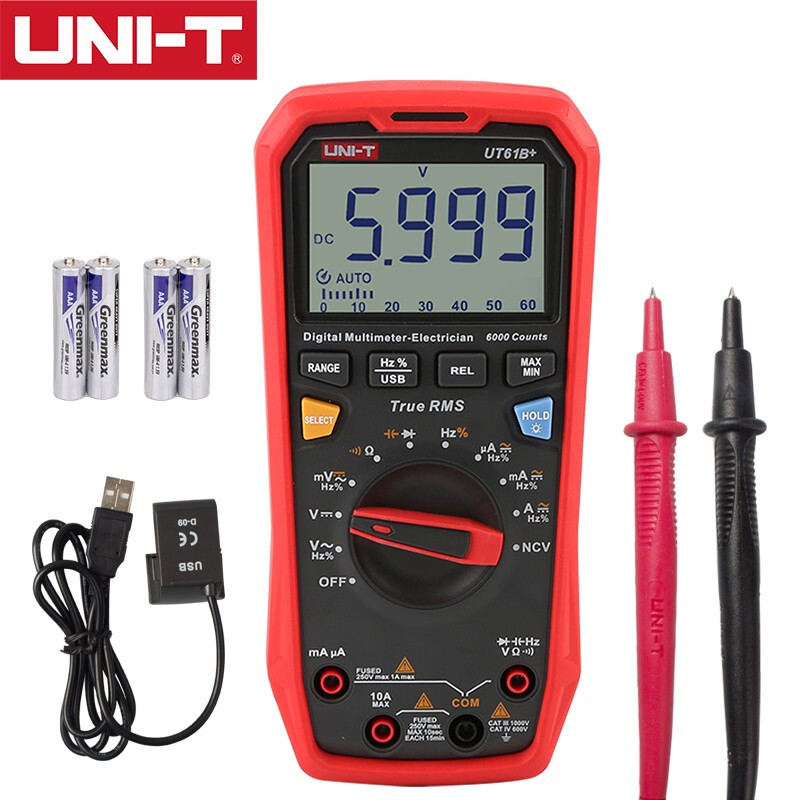 UNI-T digital multimeter, intelligent anti-burn multimeter, high-precision household voltmeter, electrician-specific ammeter, UT61B+ large capacitance/NCV measurement
