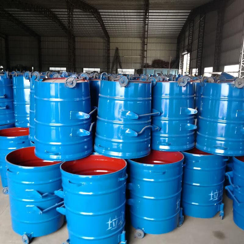 Iron trash can 360L sanitation trailer large iron bucket outdoor trash can public round collection container municipal new product 16 thick standard blue lidless bucket