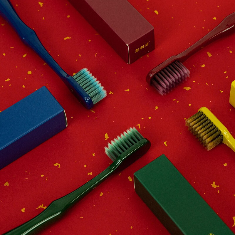 Langli Jiecai Carbon Zhenzhen protects adult wide-head soft-bristled toothbrush with high-density pointed filament independent brush cap Chinese style carbon filament bristles 4 pack
