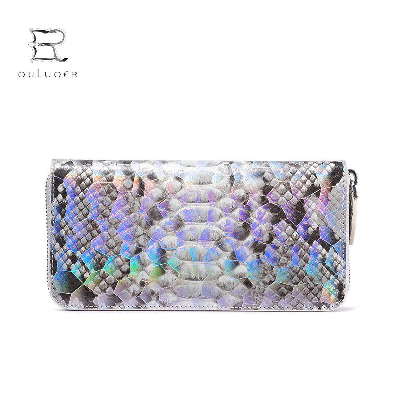 Oral python leather wallet women's genuine leather fashion clutch 2025 new high-end Valentine's Day long wallet Chinese Valentine's Day original color