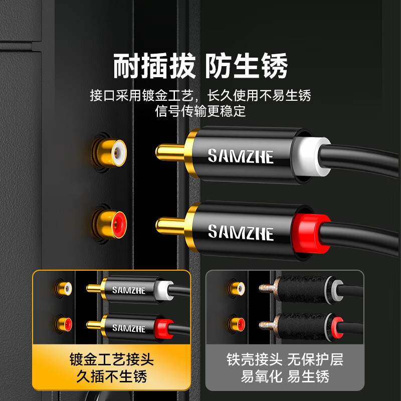 Shanze 3.5mm to double lotus head audio cable one-half red and white 2RCA connecting cable mobile phone computer TV connection audio box amplifier conversion cable 3 meters YPR-30