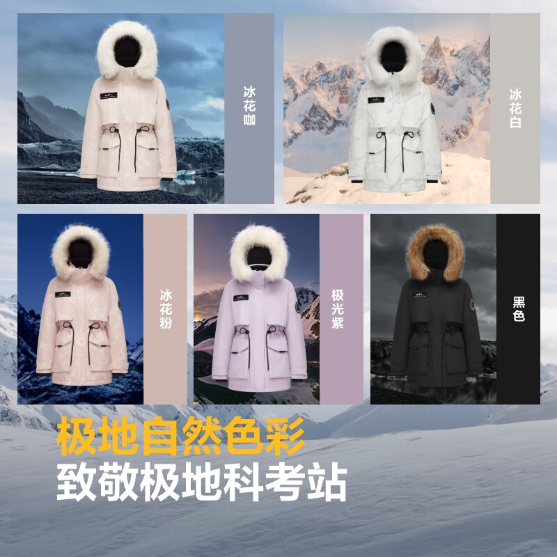 Bosideng Extreme Cold Goose Down Down Jacket Women's Winter Thickened Hooded Short Waist Big Fur Collar Warm Jacket