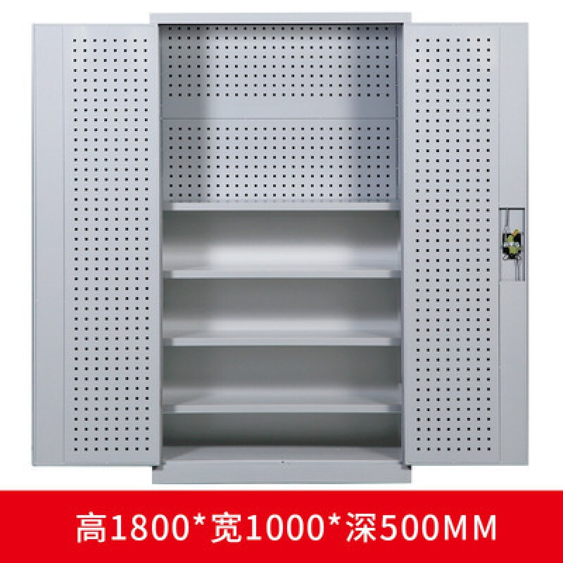 Thickened iron cabinet tool box factory auto repair workshop tool cabinet hardware tool cart heavy duty hardware ((gray white) four-layer board + hanging board