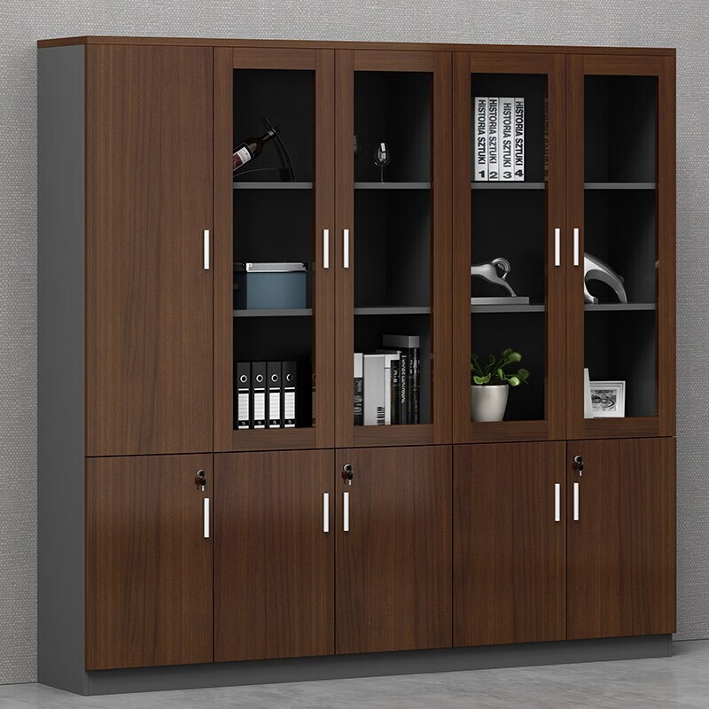 Zhenye file cabinet information cabinet office high cabinet wooden glass door cabinet panel file storage storage office background cabinet white two doors B 800*400*2000