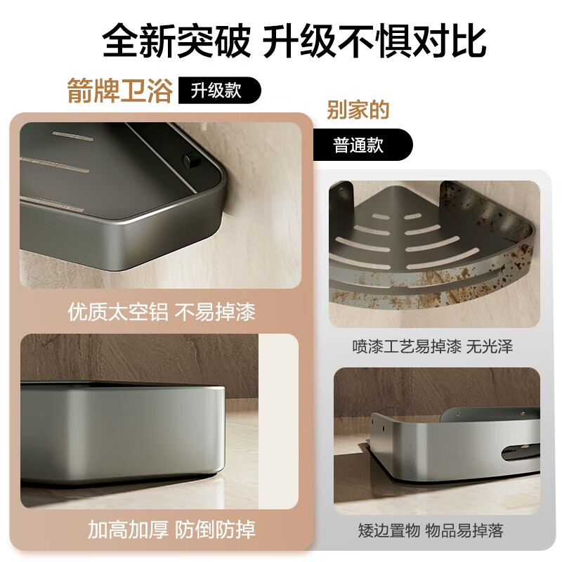 Wrigley bathroom triangle rack space aluminum bathroom rack corner basket bathroom triangle rack shower room pendant classic-gun gray double layer triangle basket