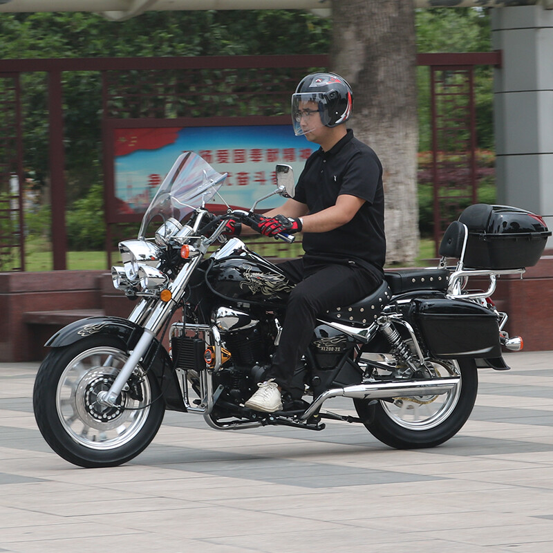 Storm Prince Motorcycle Prince Heavy Duty Motorcycle Can Be Licensed 200 Long Distance Rider Motorcycle Boulevard Glider Retro Street Car Rebel Bright Black Brand New 200 Water Cooling + Disc Brake + Saddlebags + 16 Upgrades