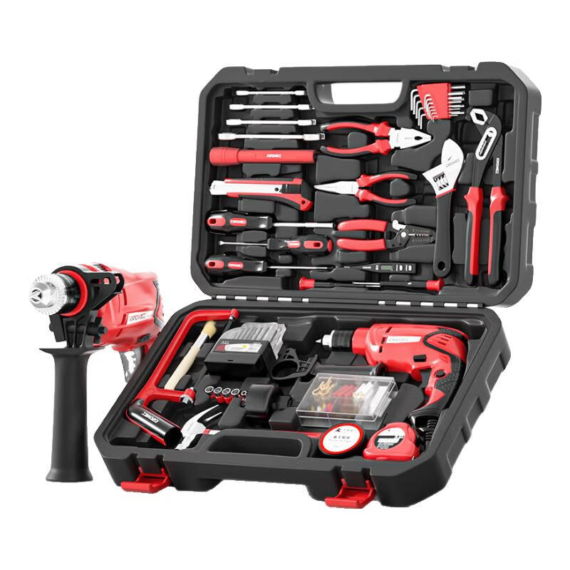XMSJ impact electric drill tool set electric drill tool box tool set large tool set P14006A 128-piece set 4006A