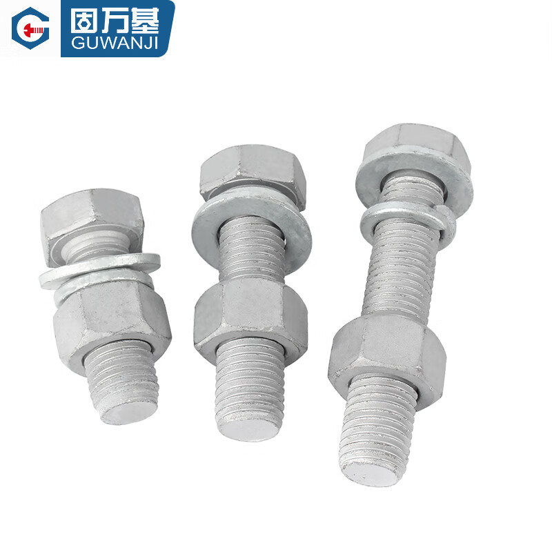 Guwanji Grade 8.8 hot-dip galvanized external hexagon screws and nuts combination set high-strength iron tower hot-dip galvanized bolts national standard M10x50 5 sets