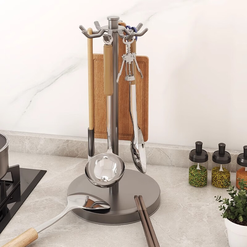 Hu Xiansen rotating spatula storage rack kitchen supplies hook rack household multi-functional countertop kitchen utensils spoon storage rack