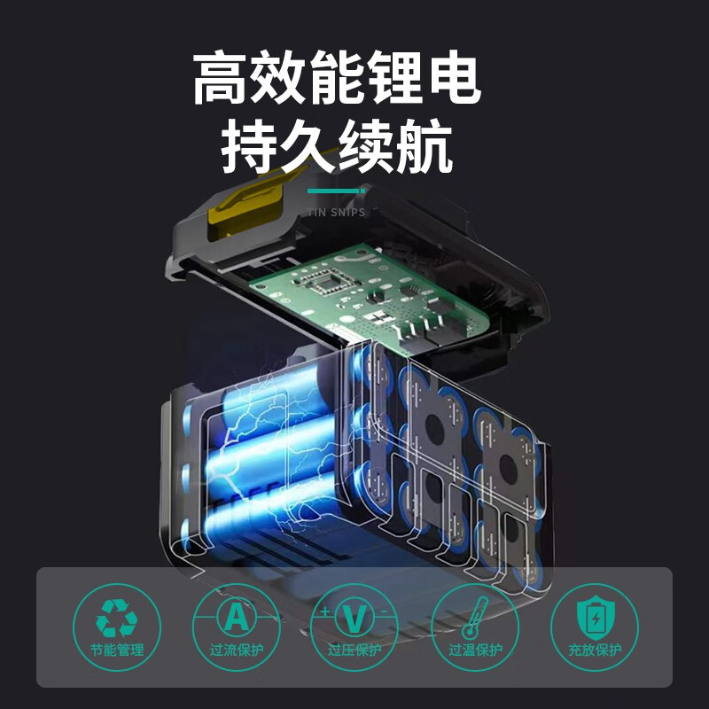 DAYIREN electric scissors for cutting iron sheets, metal color steel tiles, rechargeable high-power lithium battery, hand-held electric scissors wrench, iron sheet scissors 48F (two batteries and one charge) standard model