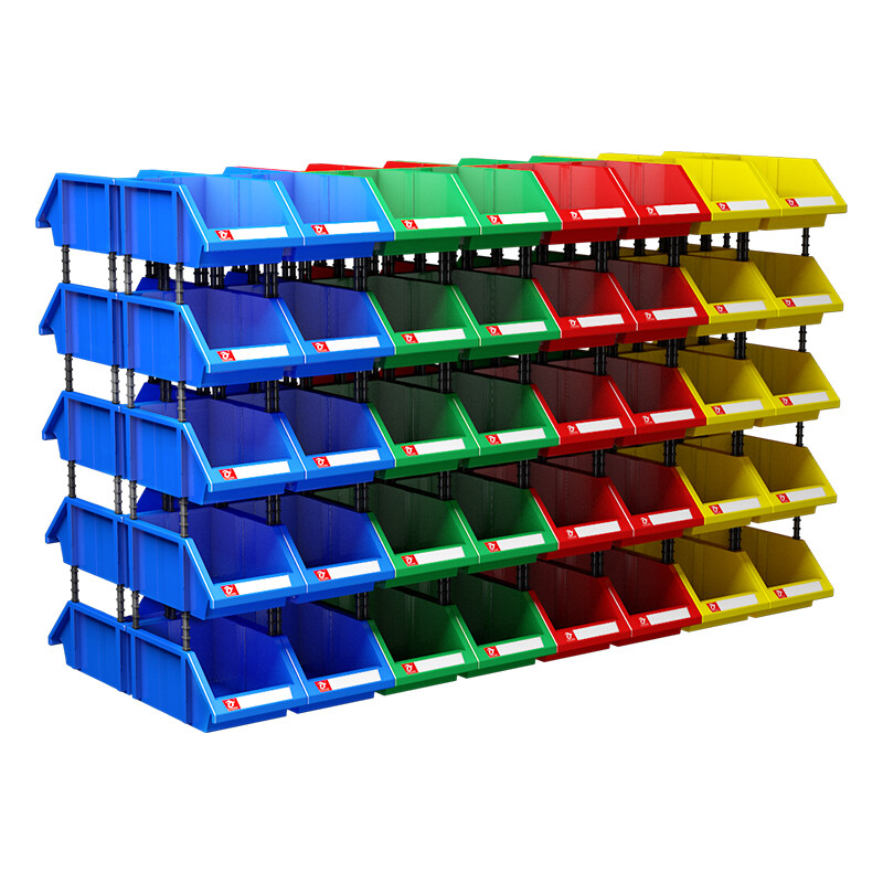 Mingfeng Tenglong combined parts box thickened parts storage box warehouse material box classification storage box hardware oblique accessories screw storage box toy organization plastic box Q4# 8 pieces 400*350*160mm blue five colors available, please contact customer service for details