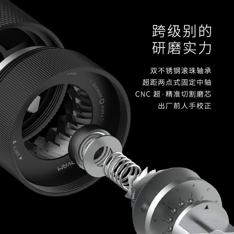 MAVO Wizard Hand Grinder Coffee Bean Grinder Hand Grinding Coffee Bean Grinder Hand CNC Grinding Core 2.0 Starlight Silver-All-purpose Edition