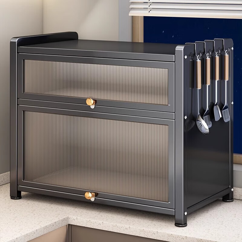 Added kitchen condiment storage rack multi-functional household countertop with cover dust-proof condiment storage cabinet storage cabinet