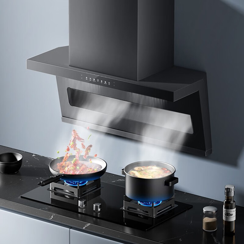 Midea top side three range hood 23 cubic meters large suction 7-shaped hood automatic cleaning wave intelligent control home range hood smart appliances CXW-280-DP55 single hood DP55 (intelligent dry cleaning)