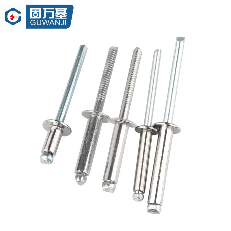 Guwanji all steel rivets 316/304 stainless steel core blind rivets open type rivets round head rivets M5x10 50 pieces 316 round head/all steel