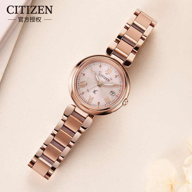 CITIZEN women's light kinetic energy watch Shubo titanium xc series high-end birthday gift fashion business watch for girlfriend ES9468-51W perpetual calendar + Shubo titanium