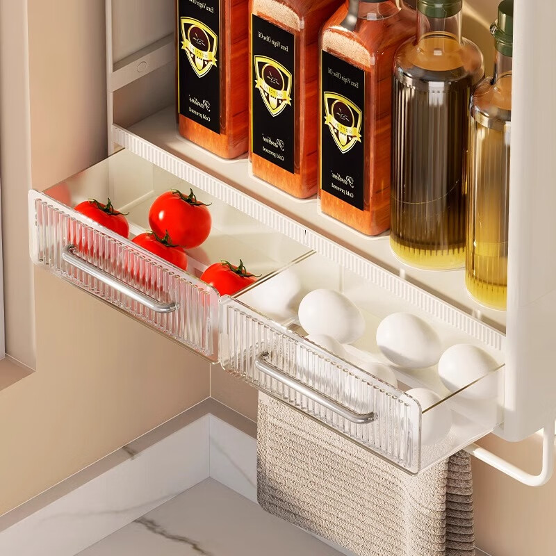 Fan Lilin kitchen multi-functional storage rack spice rack no punching wall-mounted salt seasoning jar storage box onion ginger garlic storage box extra height two layers without drawers