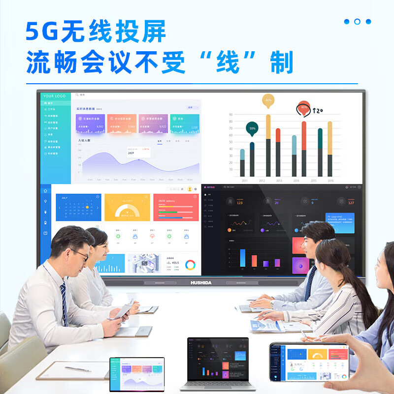 Hushida smart conference tablet all-in-one touch touch teaching and training TV electronic whiteboard 4k anti-glare video conferencing large screen 98-inch Android + Windows i7