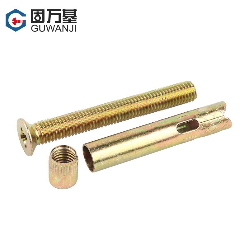 Guwanji color zinc cross countersunk head expansion screw flat head built-in door and window pull-explosion internal expansion bolt implosion screw color zinc material M6*50 10 pieces
