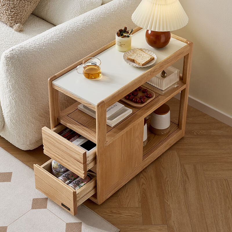 Quanyou Home Nordic solid wood sofa side for several living rooms and bedrooms movable small apartment storage storage cabinet
